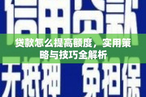 玛沁贷款怎么提高额度，实用策略与技巧全解析