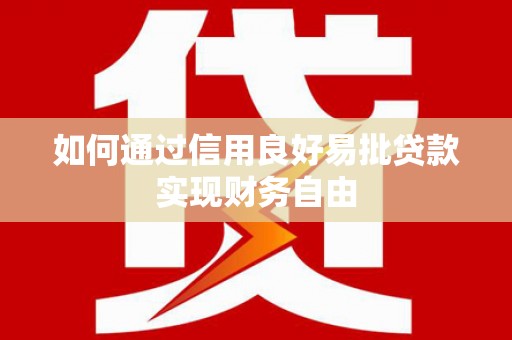 玛沁如何通过信用良好易批贷款实现财务自由