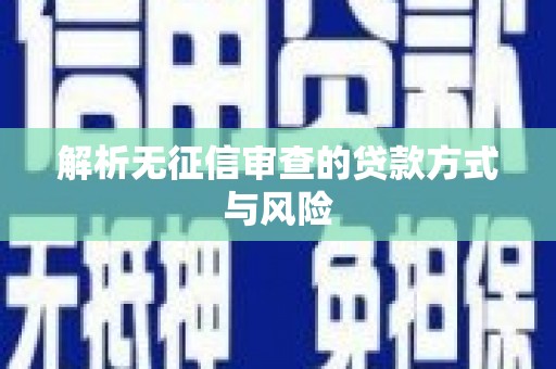 玛沁解析无征信审查的贷款方式与风险