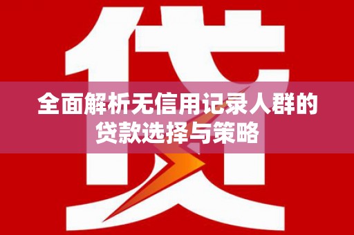 玛沁全面解析无信用记录人群的贷款选择与策略